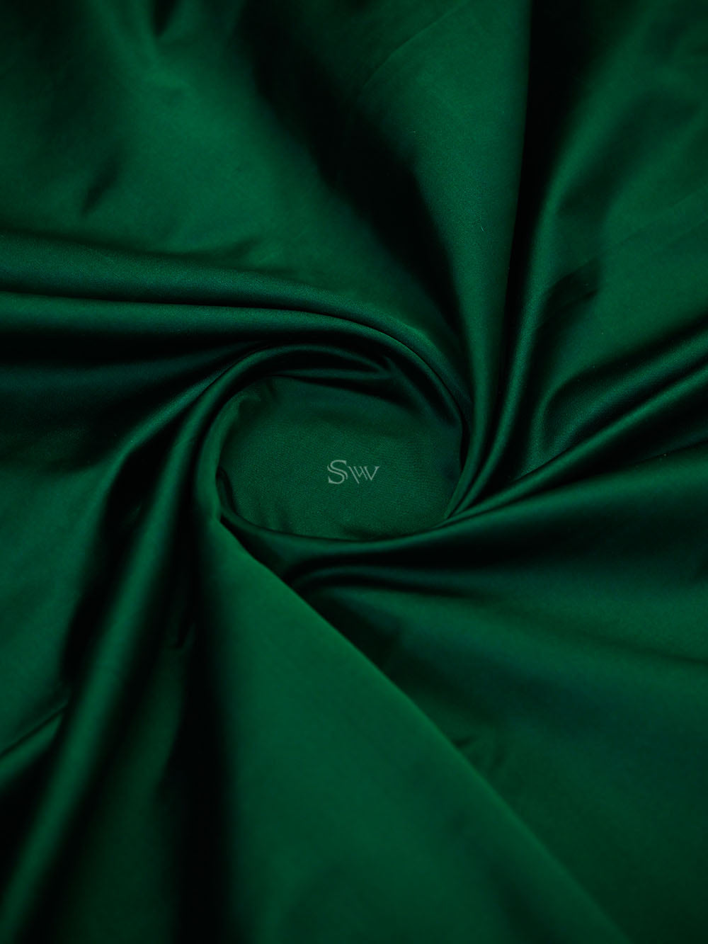 Bottle Green Plain Sona Roopa Satin Silk Handloom Banarasi Saree - Sacred Weaves