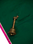 Bottle Green Plain Sona Roopa Satin Silk Handloom Banarasi Saree - Sacred Weaves