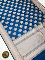 Blue Meenakari Boota Katan Silk Handloom Banarasi Saree