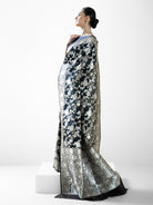 Black Jaal Katan Silk Handloom Banarasi Saree - Sacred Weaves