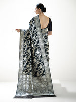 Black Jaal Katan Silk Handloom Banarasi Saree - Sacred Weaves