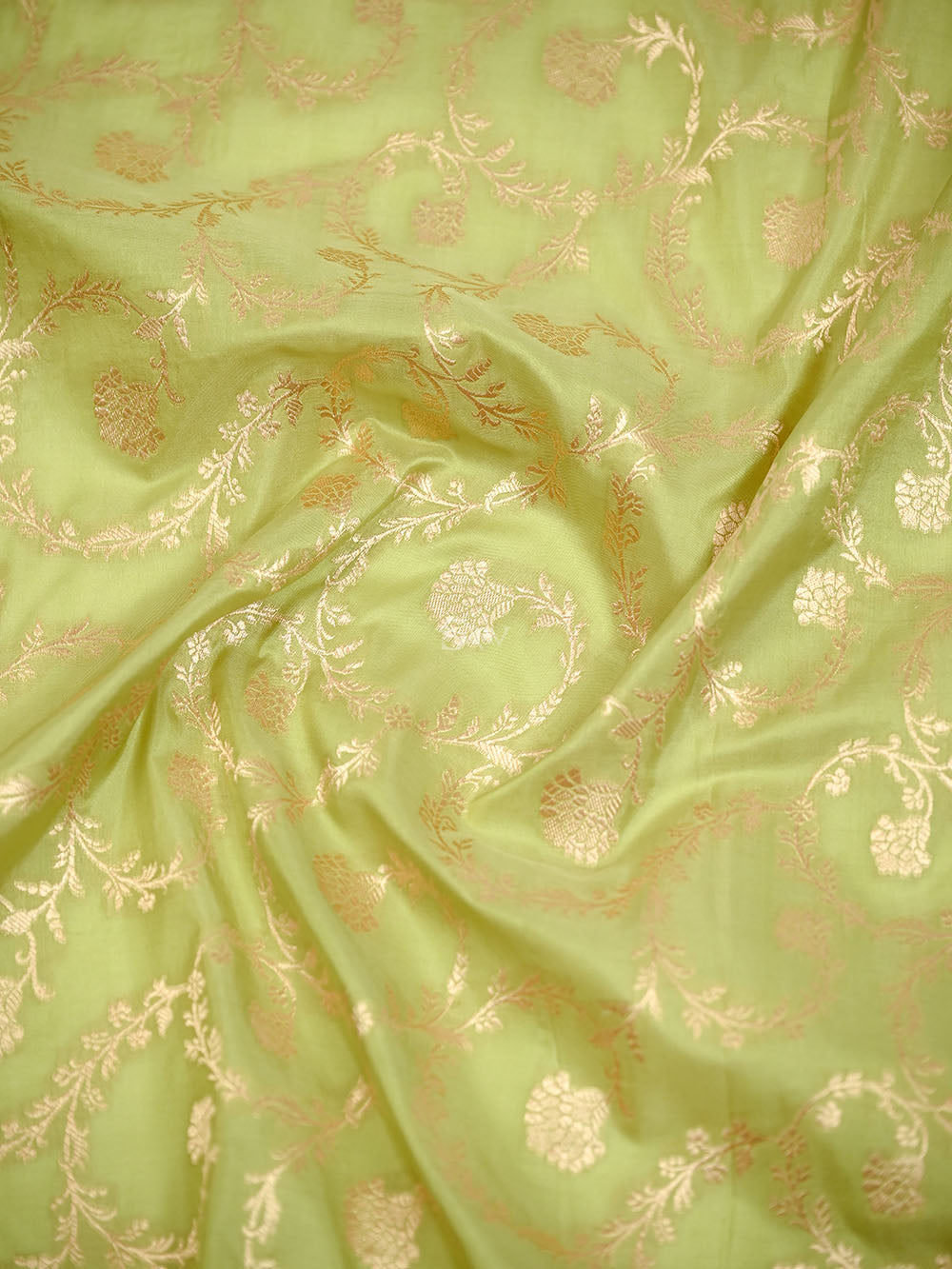 Pista Green Jaal Katan Silk Uppada Handloom Banarasi Saree - Sacred Weaves
