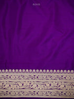 Dark Purple Shikargah Katan Silk Handloom Banarasi Saree - Sacred Weaves