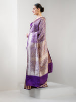 Purple Shikargah Katan Silk Handloom Banarasi Saree - Sacred Weaves