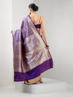 Purple Shikargah Katan Silk Handloom Banarasi Saree - Sacred Weaves