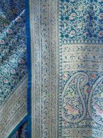 Blue Green Shikargah Katan Silk Handloom Banarasi Saree - Sacred Weaves