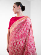 Dark Pink Shikargah Katan Silk Handloom Banarasi Saree - Sacred Weaves
