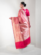 Dark Pink Shikargah Katan Silk Handloom Banarasi Saree - Sacred Weaves