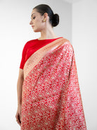 Red Shikargah Katan Silk Handloom Banarasi Saree - Sacred Weaves