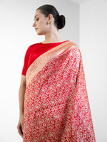 Red Shikargah Katan Silk Handloom Banarasi Saree - Sacred Weaves