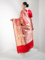 Red Shikargah Katan Silk Handloom Banarasi Saree - Sacred Weaves