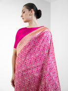 Dark Pink Shikargah Katan Silk Handloom Banarasi Saree - Sacred Weaves