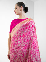 Dark Pink Shikargah Katan Silk Handloom Banarasi Saree - Sacred Weaves