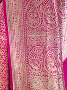 Dark Pink Shikargah Katan Silk Handloom Banarasi Saree - Sacred Weaves