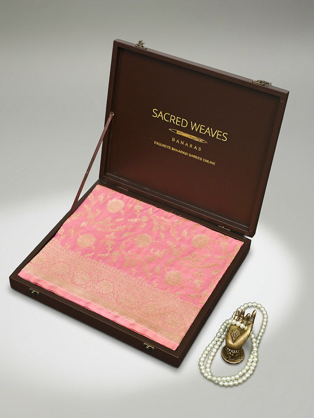 Pink Jaal Katan Silk Uppada Handloom Banarasi Saree - Sacred Weaves