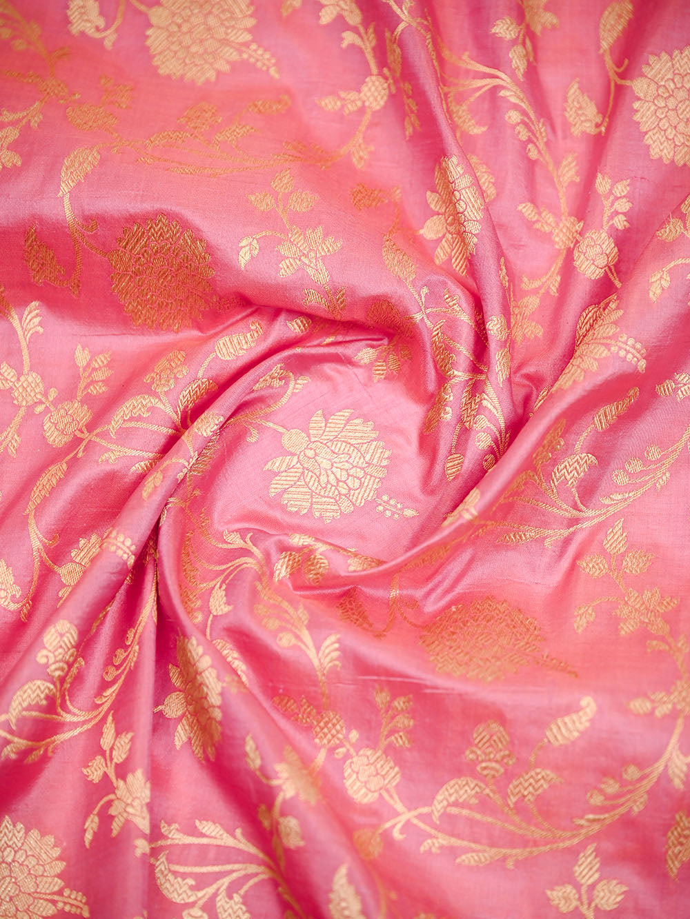 Pink Jaal Katan Silk Uppada Handloom Banarasi Saree - Sacred Weaves