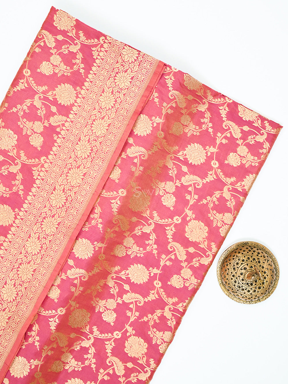 Pink Jaal Katan Silk Uppada Handloom Banarasi Saree - Sacred Weaves