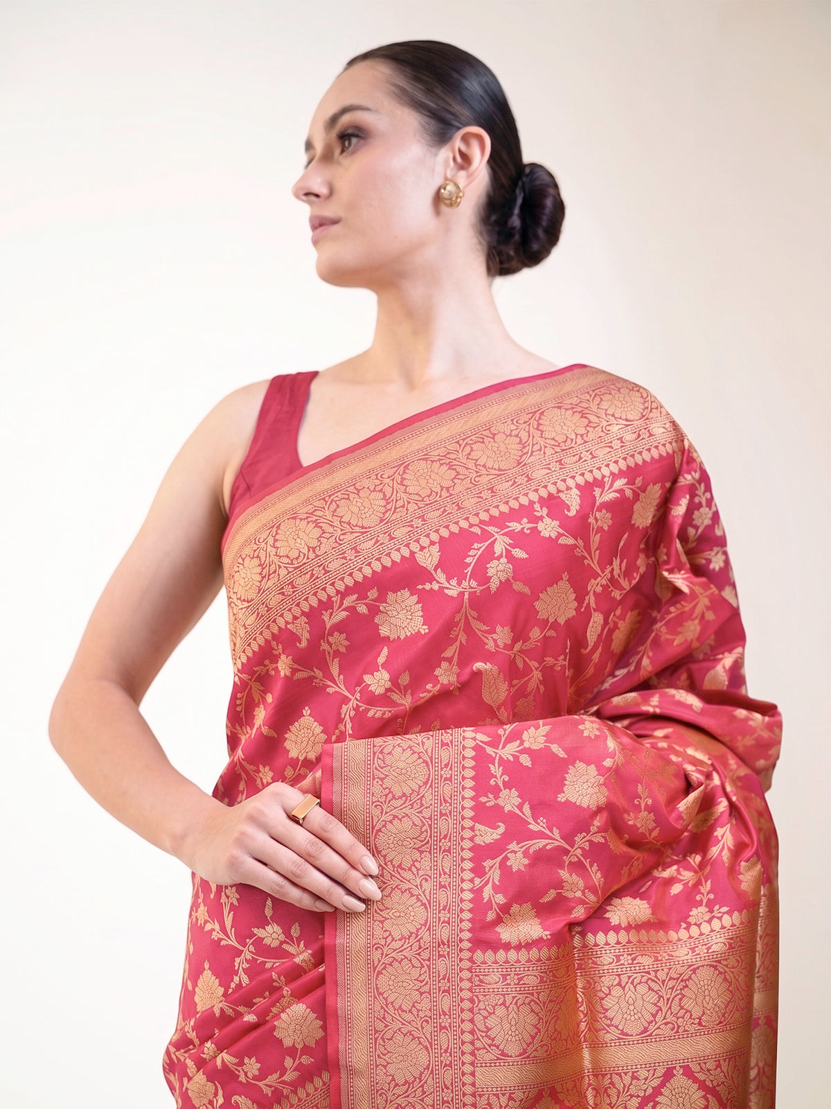 Pink Jaal Katan Silk Uppada Handloom Banarasi Saree - Sacred Weaves