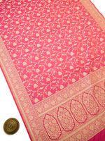 Pink Jaal Katan Silk Uppada Handloom Banarasi Saree - Sacred Weaves