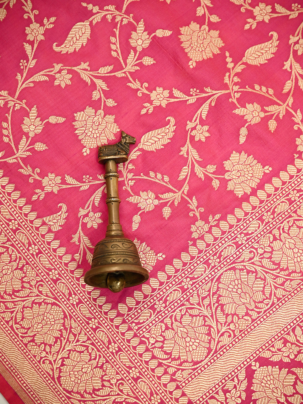 Pink Jaal Katan Silk Uppada Handloom Banarasi Saree - Sacred Weaves