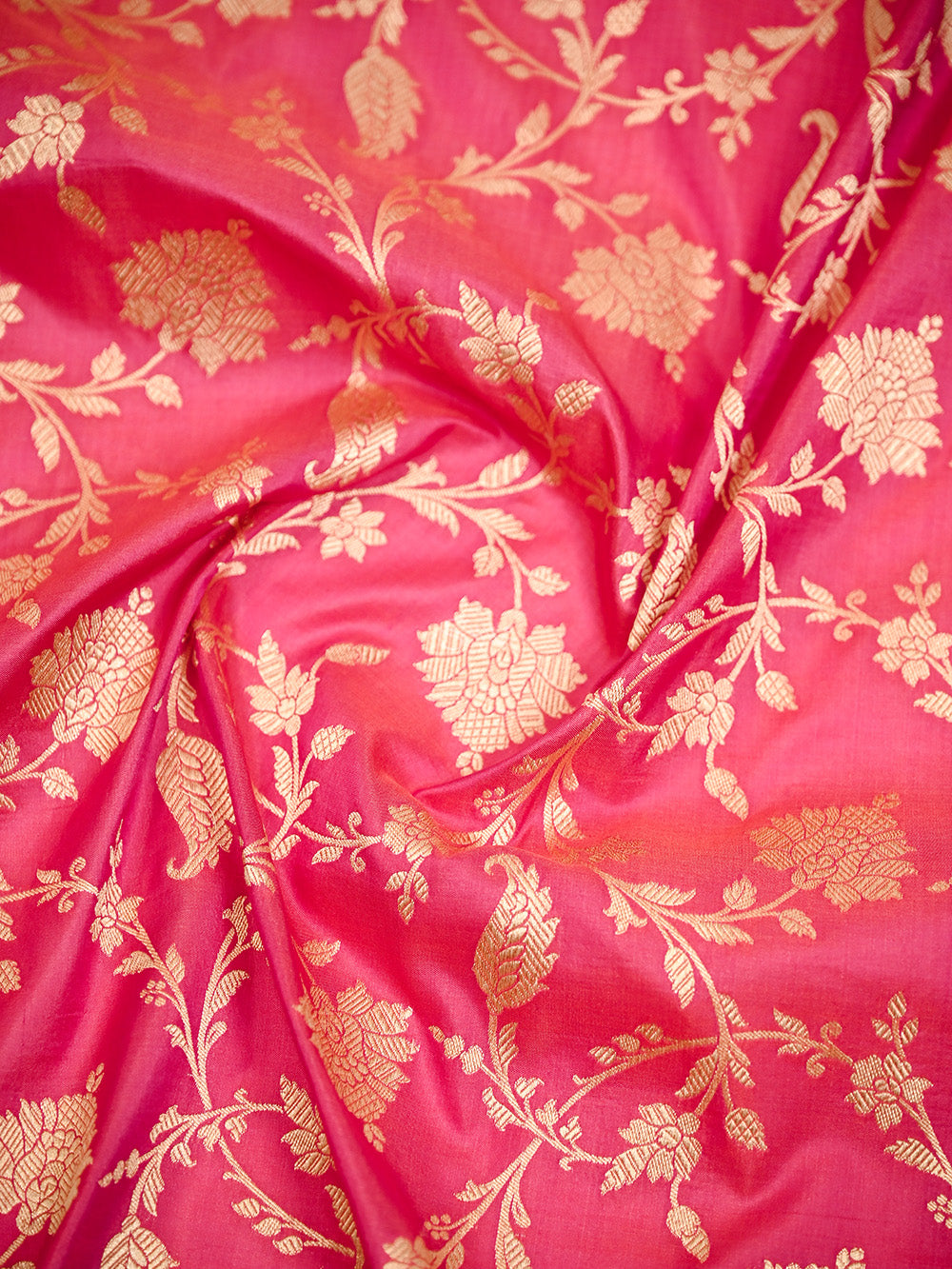 Pink Jaal Katan Silk Uppada Handloom Banarasi Saree - Sacred Weaves