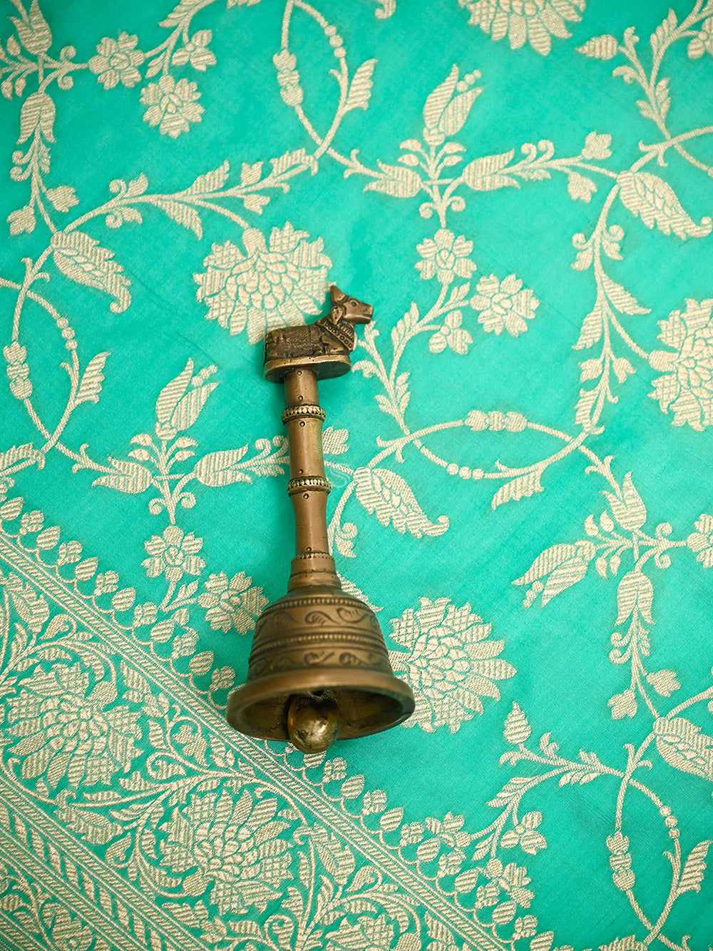 Aqua Green Jaal Katan Silk Uppada Handloom Banarasi Saree - Sacred Weaves