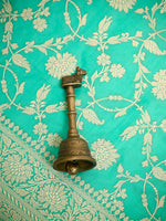 Aqua Green Jaal Katan Silk Uppada Handloom Banarasi Saree - Sacred Weaves