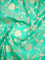 Aqua Green Jaal Katan Silk Uppada Handloom Banarasi Saree - Sacred Weaves