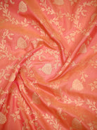 Pink Orange Jaal Katan Silk Uppada Handloom Banarasi Saree - Sacred Weaves