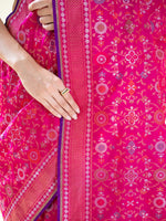 Magenta Jaal Katan Silk Handloom Banarasi Saree - Sacred Weaves