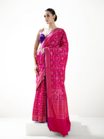 Magenta Jaal Katan Silk Handloom Banarasi Saree - Sacred Weaves