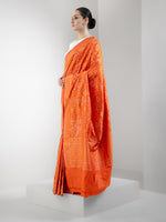 Orange Sona Roopa Jaal Katan Silk Handloom Banarasi Saree - Sacred Weaves
