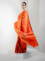 Orange Sona Roopa Jaal Katan Silk Handloom Banarasi Saree - Sacred Weaves