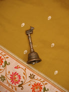 Mustard Booti Paithani Katan Silk Handloom Banarasi Saree - Sacred Weaves