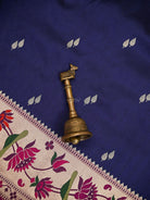 Blue Booti Paithani Katan Silk Handloom Banarasi Saree - Sacred Weaves