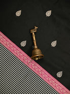 Black Booti Katan Silk Handloom Banarasi Saree - Sacred Weaves