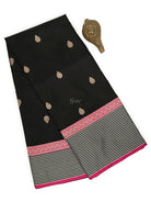 Black Booti Katan Silk Handloom Banarasi Saree - Sacred Weaves