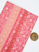 Pink Jaal Katan Silk Uppada Handloom Banarasi Saree - Sacred Weaves