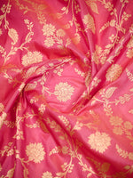 Pink Jaal Katan Silk Uppada Handloom Banarasi Saree - Sacred Weaves