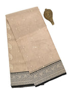 Beige Booti Organza Tissue Silk Handloom Banarasi Saree - Sacred Weaves