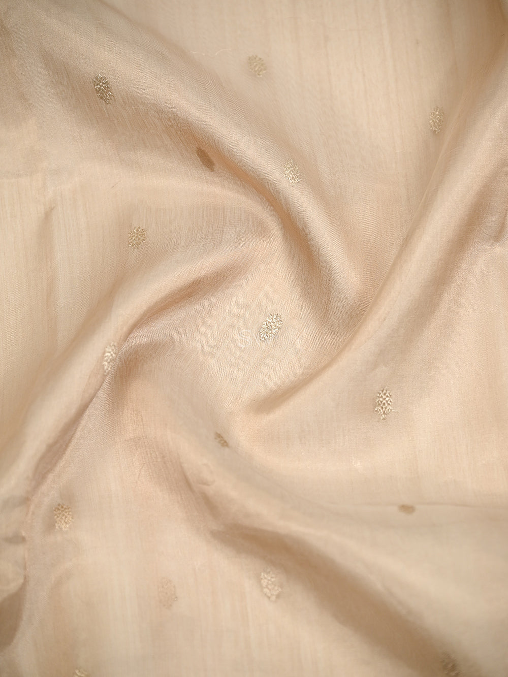 Beige Booti Organza Tissue Silk Handloom Banarasi Saree - Sacred Weaves