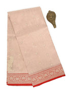 Beige Booti Organza Tissue Silk Handloom Banarasi Saree - Sacred Weaves