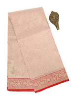 Beige Booti Organza Tissue Silk Handloom Banarasi Saree - Sacred Weaves