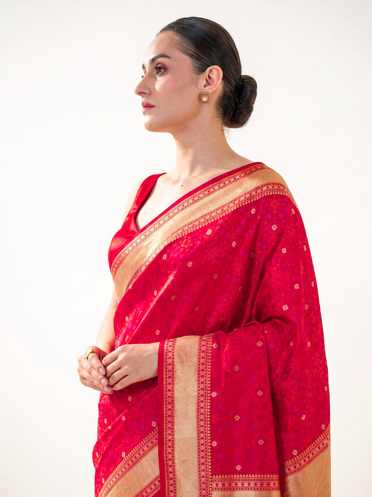 Red Geometric Tanchoi Silk Handloom Banarasi Saree - Sacred Weaves