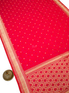 Red Geometric Tanchoi Silk Handloom Banarasi Saree - Sacred Weaves