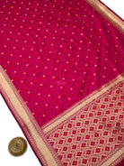 Dark Magenta Geometric Tanchoi Silk Handloom Banarasi Saree - Sacred Weaves