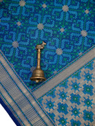 Blue Geometric Tanchoi Silk Handloom Banarasi Saree - Sacred Weaves