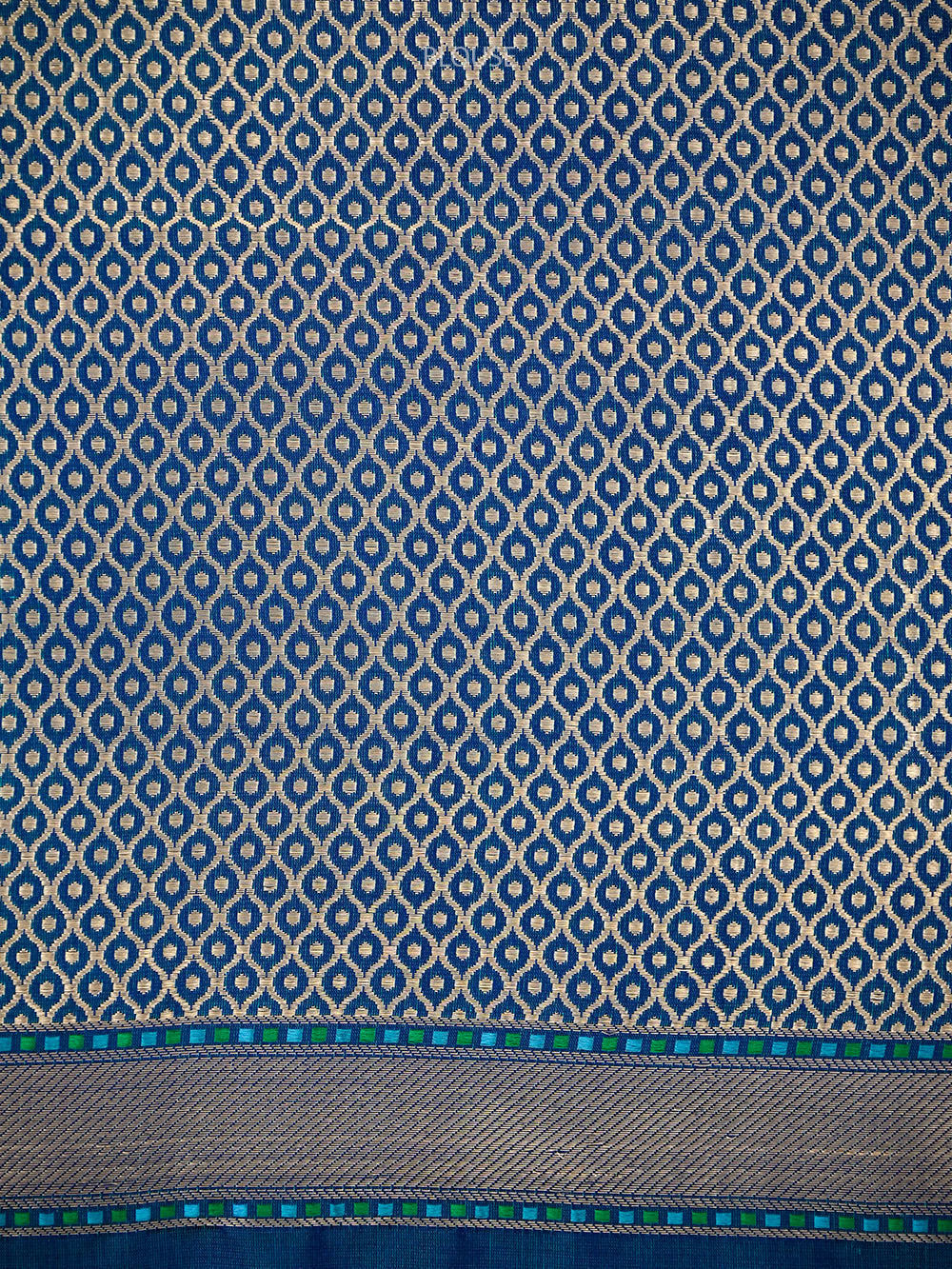Blue Geometric Tanchoi Silk Handloom Banarasi Saree - Sacred Weaves