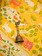Yellow Shikargah Meenakari Katan Silk Handloom Banarasi Saree - Sacred Weaves