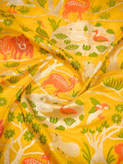 Yellow Shikargah Meenakari Katan Silk Handloom Banarasi Saree - Sacred Weaves